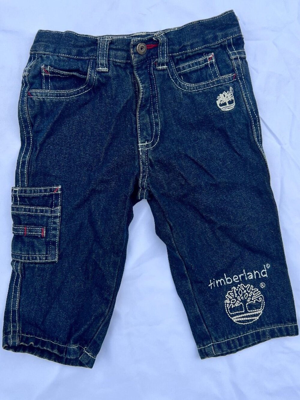 Baby Boys 12M Timberland Cargo Jeans — Dark Wash‎ — EUC